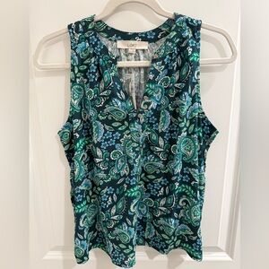 LOFT Women's Green Paisley Top